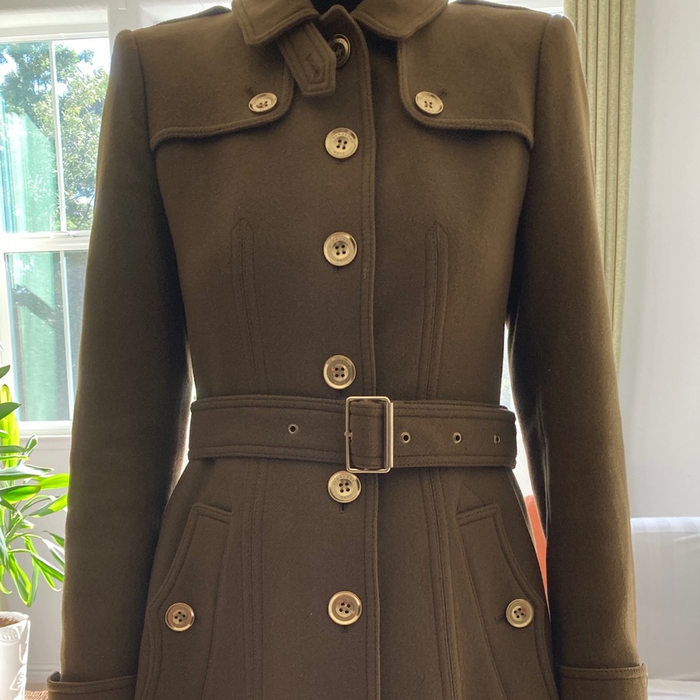 Authentic Burberry olive wool/cashmere coat